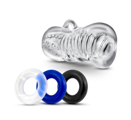 Blush Quickie Jerk Off Kit — Clear Stroker & Donut Rings - BL-50139