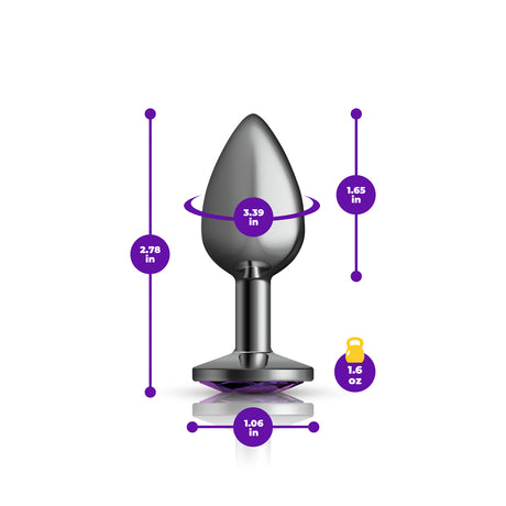 Purple Round Gem Gunmetal Metal Plug - Sm