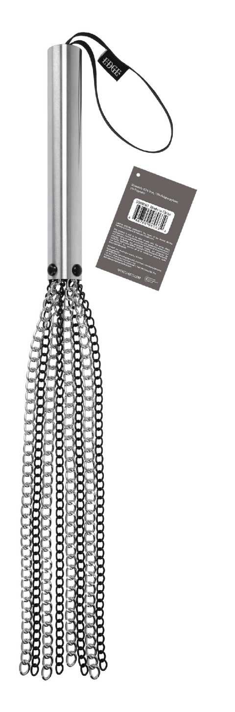 Sportsheets Edge Chain Flogger — Metal Handle, Black & Silver Chains - SP0634