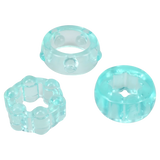 Doc Johnson Crystal Jellies Performance Ring Set — 3 Pack, Teal - DJ0291-09-CD