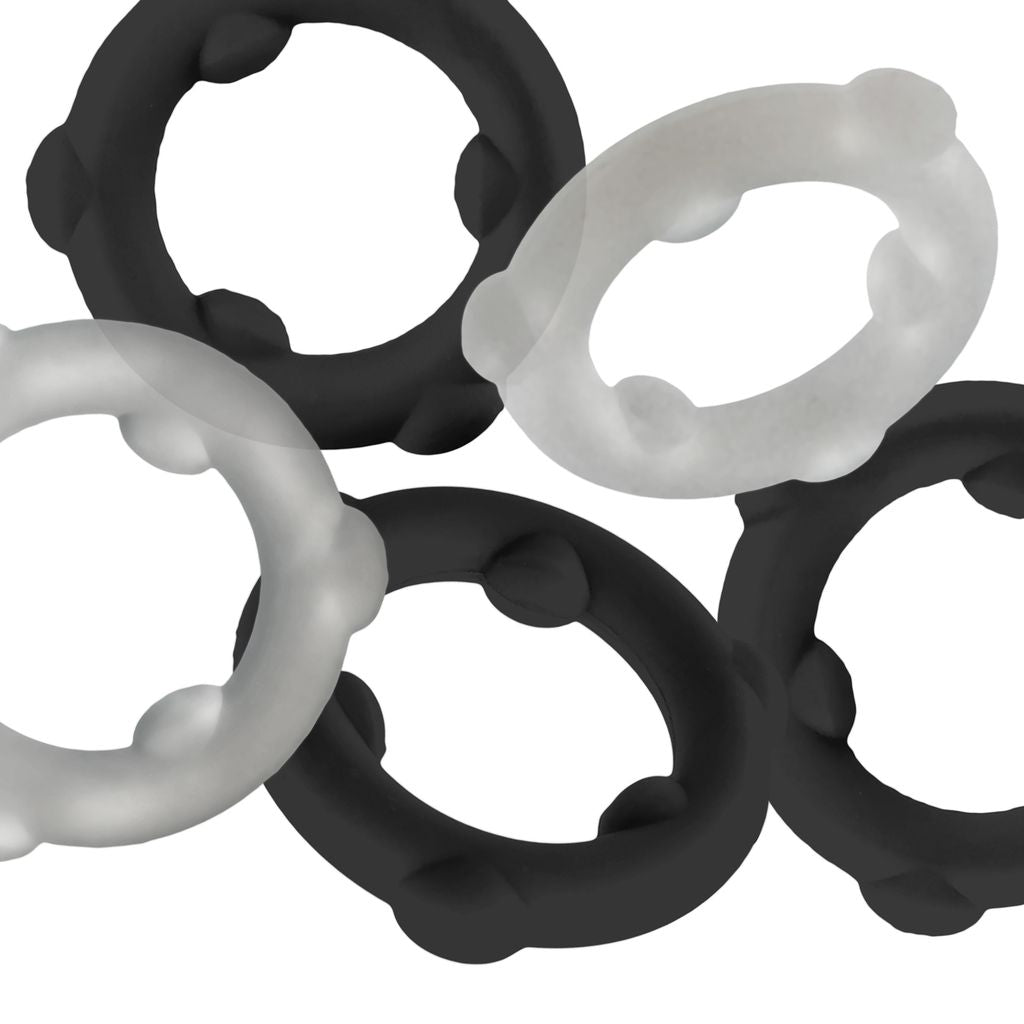 Oxballs Gearheads Cock Rings 5-Pack Black/Vapor - OX-3203-VPBK