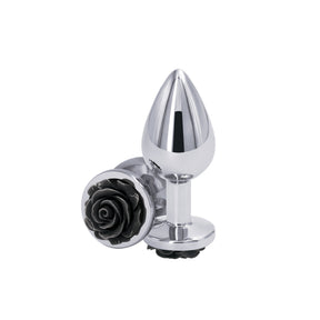 nsnovelties Rear Assets Rose Medium Anal Plug — Black - NSN-0965-23