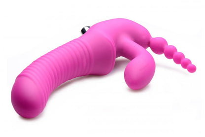 Regal Rider Vibrating Strapless Strap- on Triple G Dildo - Pink by XR Brands