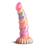 XR Brands Aurora Unicorn Silicone Dildo, 7.3" Insertable, Multi - CC-AH933