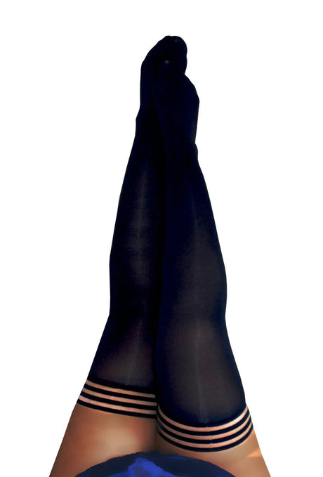 Kix'ies Danielle Black Opaque Thigh Highs — Size D - KX-1319D-BLK-D