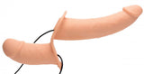 Power Pegger Silicone Vibrating Double Dildo With Harness - Flesh by XR Brands