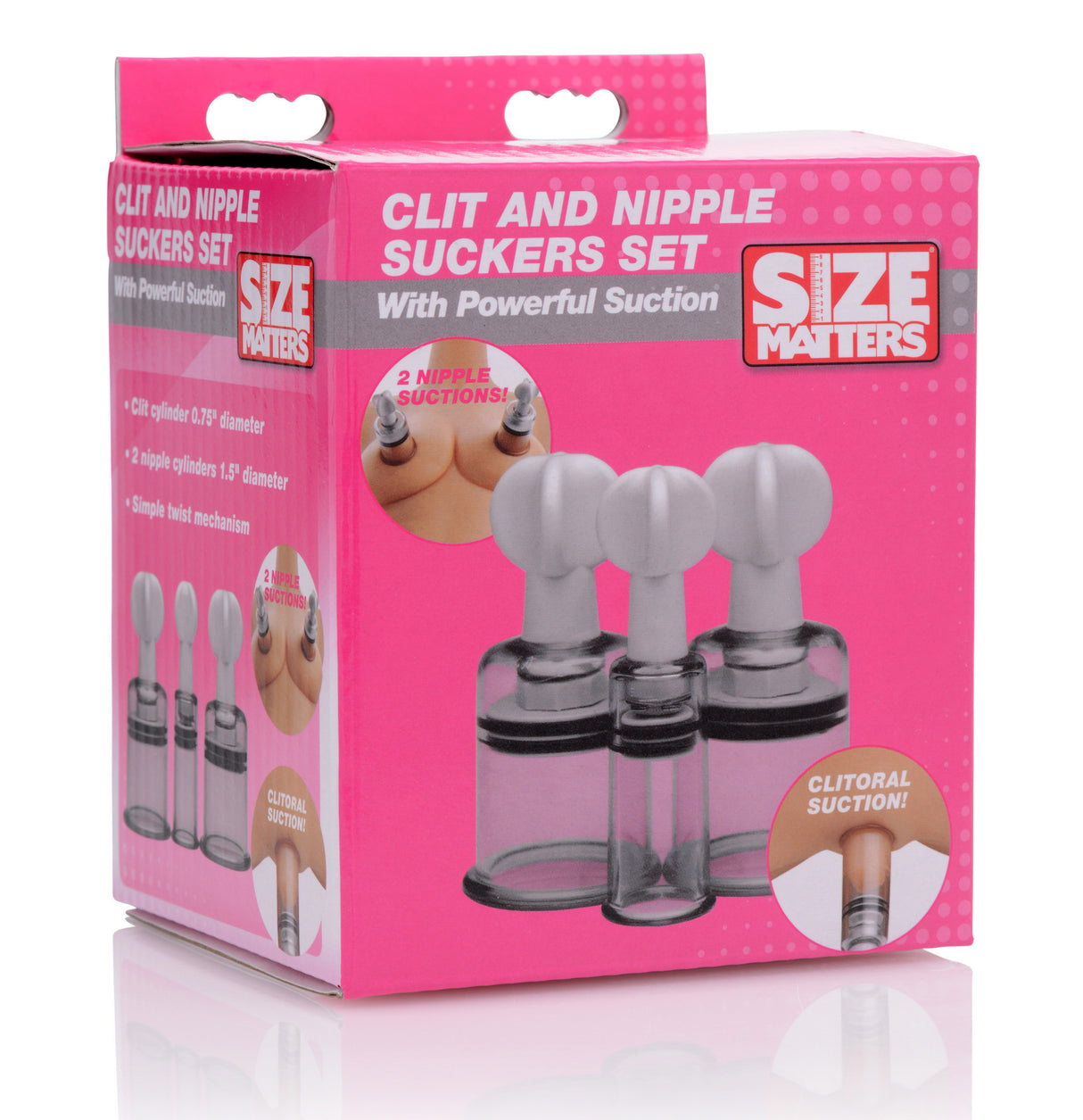 XR Brands Clit & Nipple Suckers Set — Twist Suction Cylinders - SM-AF222