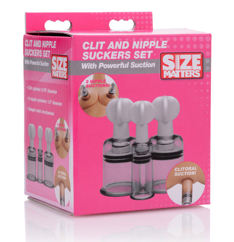 XR Brands Clit & Nipple Suckers Set — Twist Suction Cylinders - SM-AF222