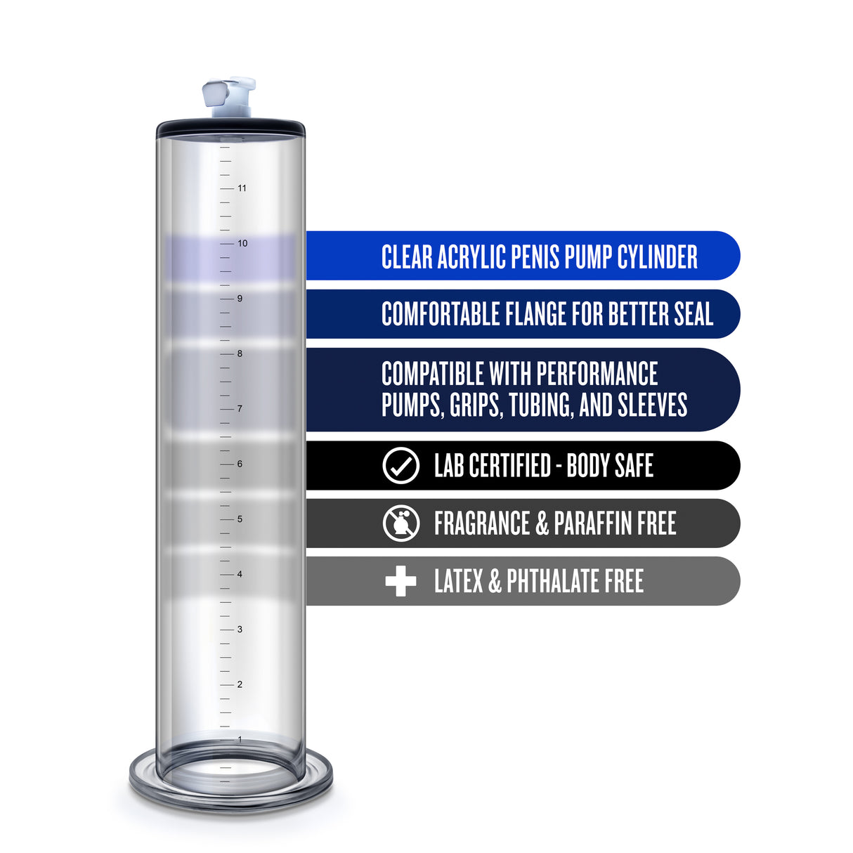 Blush Performance 12 Inch x 2.5 Inch Clear Pump Cylinder - BL-09621