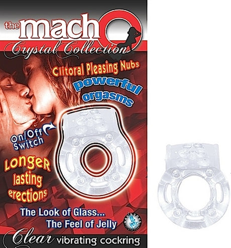 Nasstoys Macho Crystal Vibrating Silicone Cock Ring — Clear - NW2369