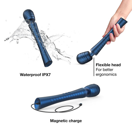 Man Wan Edgy Vibrating Wand — Stellar Blue - MW9511