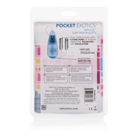 CalExotics Pocket Exotics Impulse Slim Twin Bullets, Dual Mini Vibrators - SE0054403