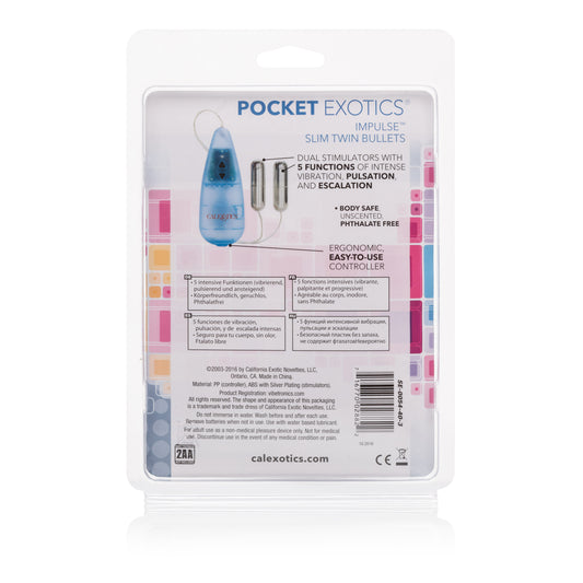 CalExotics Pocket Exotics Impulse Slim Twin Bullets, Dual Mini Vibrators - SE0054403