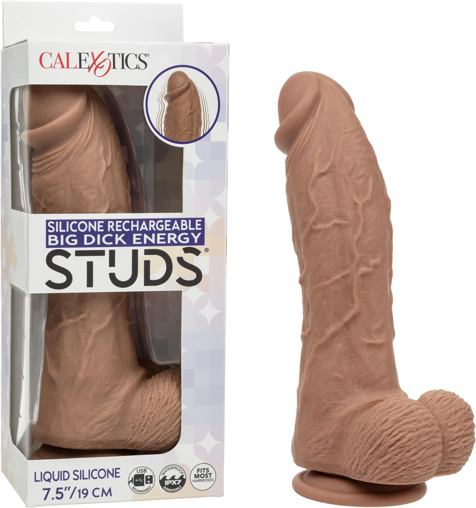 CalExotics Big Dick Energy Studs — Rechargeable Silicone, Brown - SE0257223