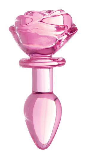 XR Brands Pink Rose Glass Anal Plug - Small - BTYS-AG650-SML