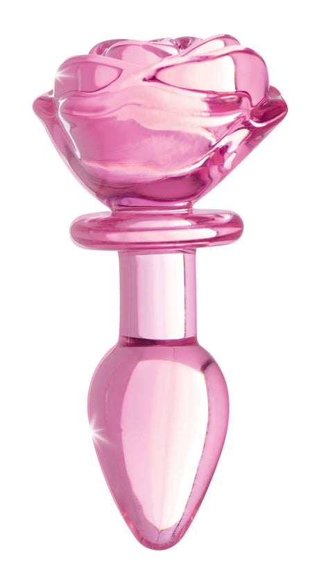 XR Brands Pink Rose Glass Anal Plug - Small - BTYS-AG650-SML