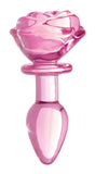 XR Brands Pink Rose Glass Anal Plug - Small - BTYS-AG650-SML
