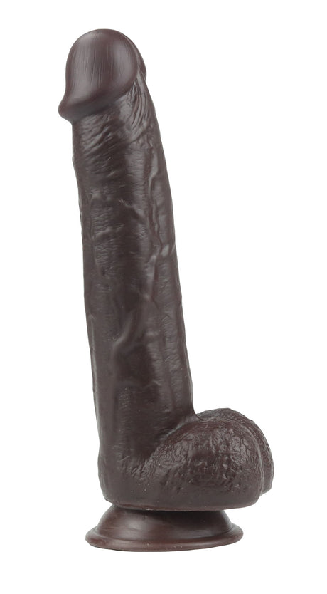 Viben Real Skin 9" Dual-Layer Bendable Dildo, Dark Brown - TMN-GL-0619