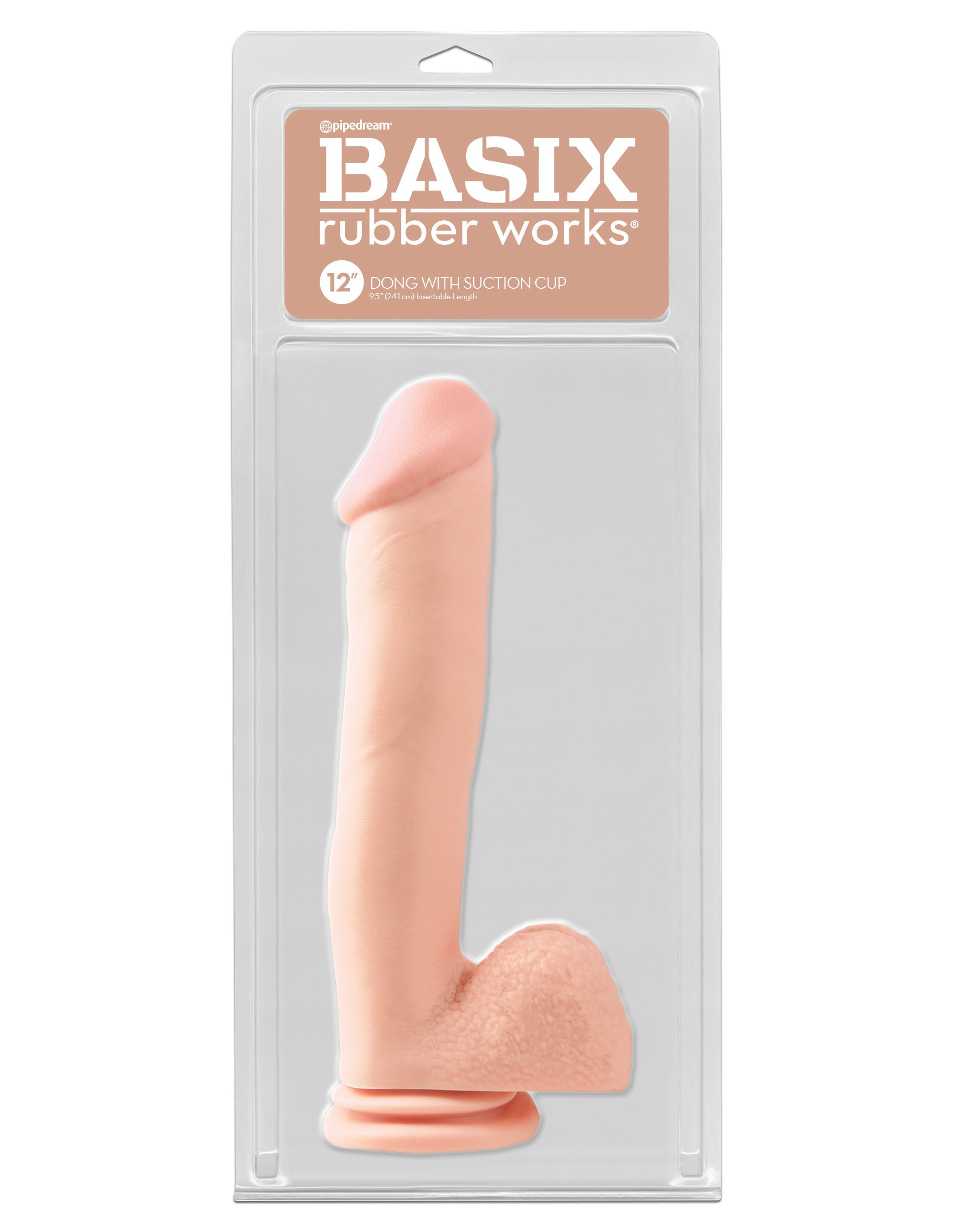 Basix Rubber Works 12 Inch Dong With Suction Cup - Light by Pipedream
