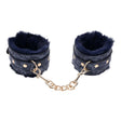 Sportsheets Cougar Fur Handcuffs — Blue Faux Fur & Gold Hardware - SS09971