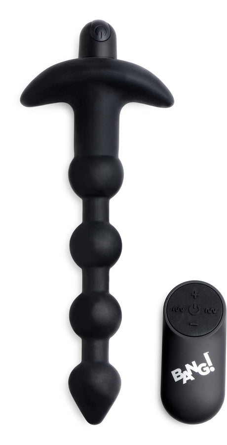 XR Brands Bang Vibrating Silicone Anal Beads with Remote — Black - BNG-AG614-BLK