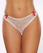 Allure Kisses & Bows Thong Panty w/Lace-Up Detail - White/Red O/S by Allure