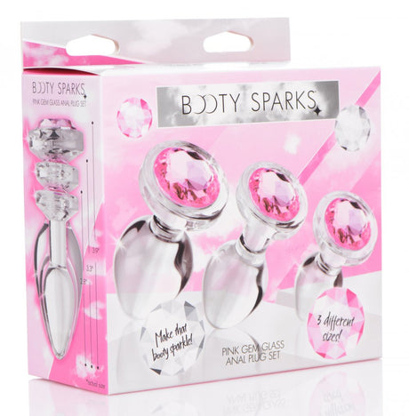 Pink Gem Glass Anal Plug Set - image 3