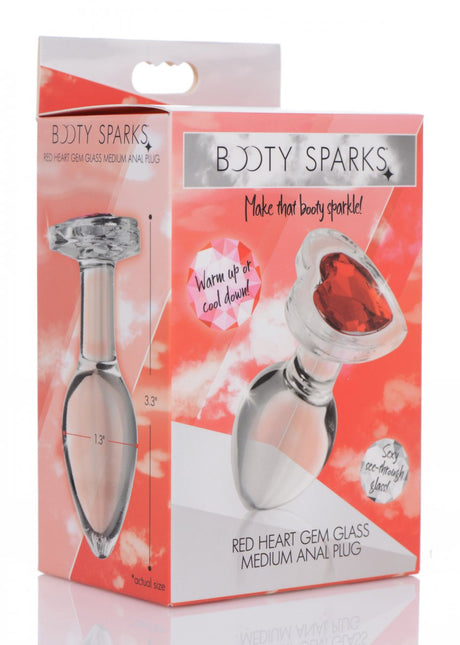 Red Heart Gem Glass Anal Plug - Medium - image 3