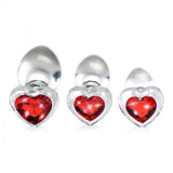 Red Heart Gem Glass Anal Plug Set - image 3