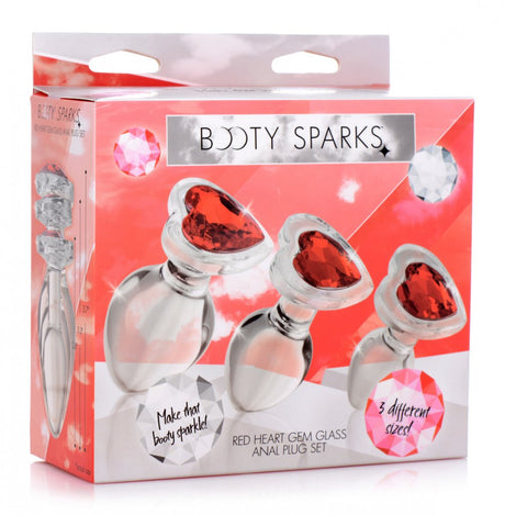 Red Heart Gem Glass Anal Plug Set - image 4