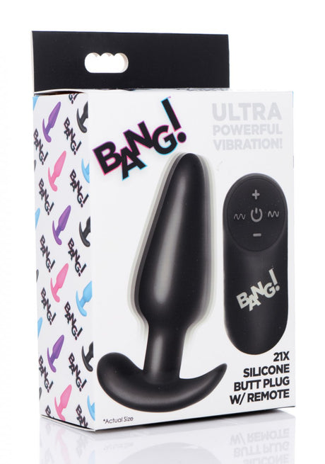 Remote Control 21X Vibrating Silicone Butt Plug - Black - image 7