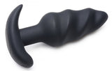 Remote Control 21X Vibrating Silicone Swirl Butt Plug - Black - image 5