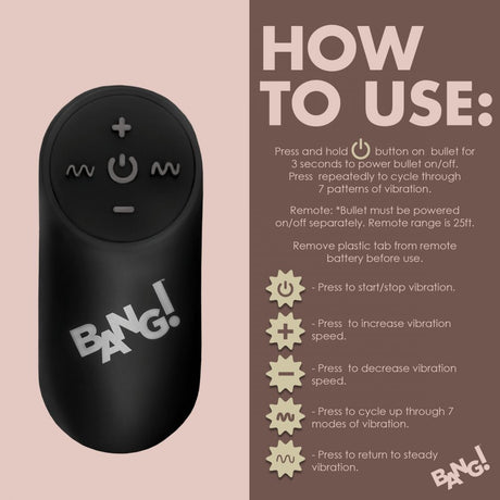 Remote Control 28X Vibrating Cock Ring and Bullet - Black - image 5