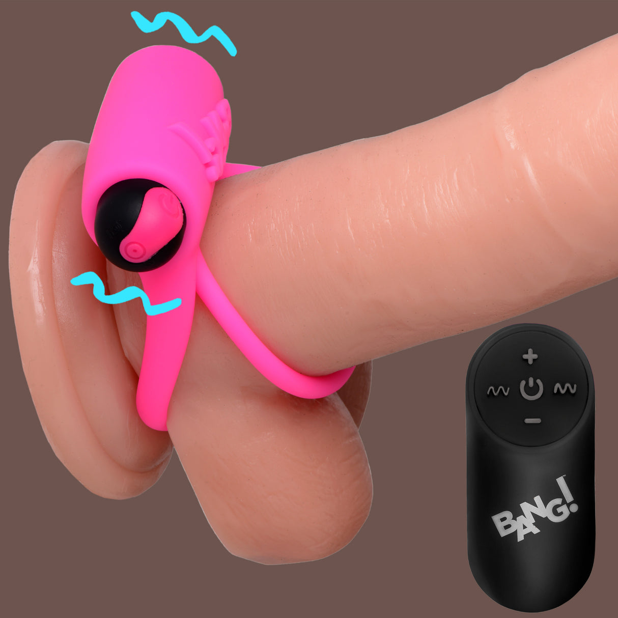 Bang! Remote Control 28X Vibrating Cock Ring with Bullet — Black - BNG-AG572-BLK