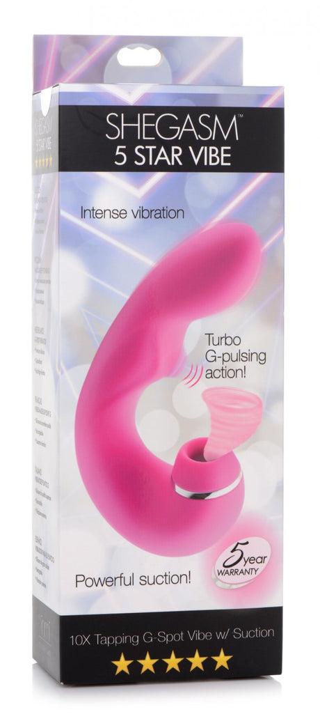 Shegasm 5 Star 10X Tapping G-Spot Silicone Vibrator with Suction - Pink - image 7