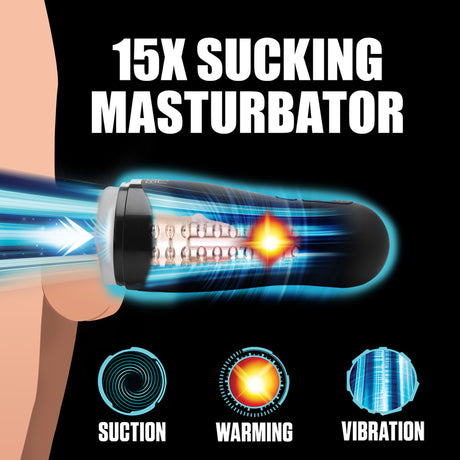 LoveBotz Milker 15X Squeezing Masturbator — Black, USB Rechargeable - 848518045065