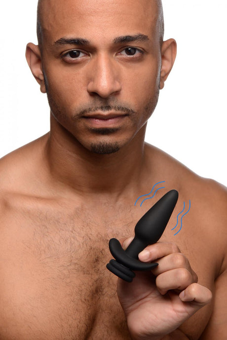 Interchangeable 10X Vibrating Silicone Anal Plug with Remote - Small - image 2