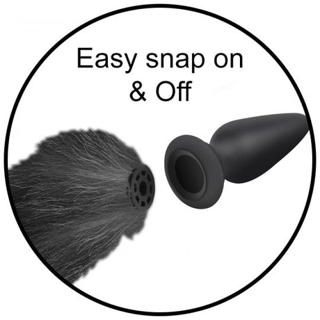 Interchangeable Black and White Fox Tail - image 3