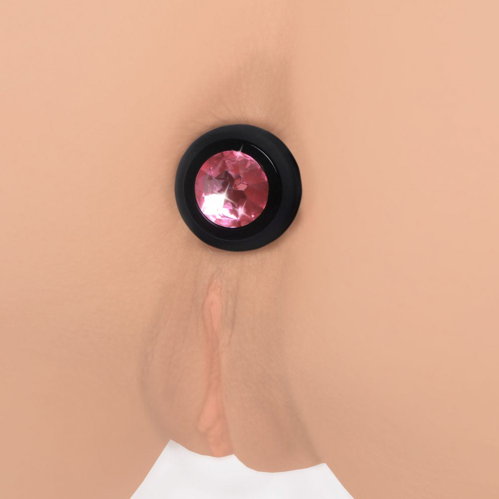 28X Vibrating Silicone Pink Gem Anal Plug - Small - image 2
