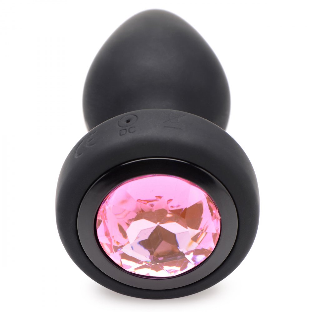 28X Vibrating Silicone Pink Gem Anal Plug - Small - image 4