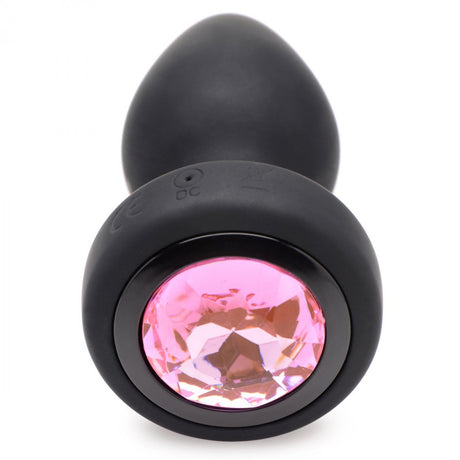 28X Vibrating Silicone Pink Gem Anal Plug - Small - image 4
