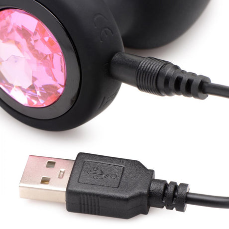28X Vibrating Silicone Pink Gem Anal Plug - Small - image 6