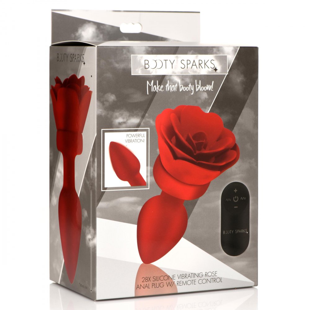 28X Silicone Vibrating Rose Anal Plug with Remote - Medium - image 5