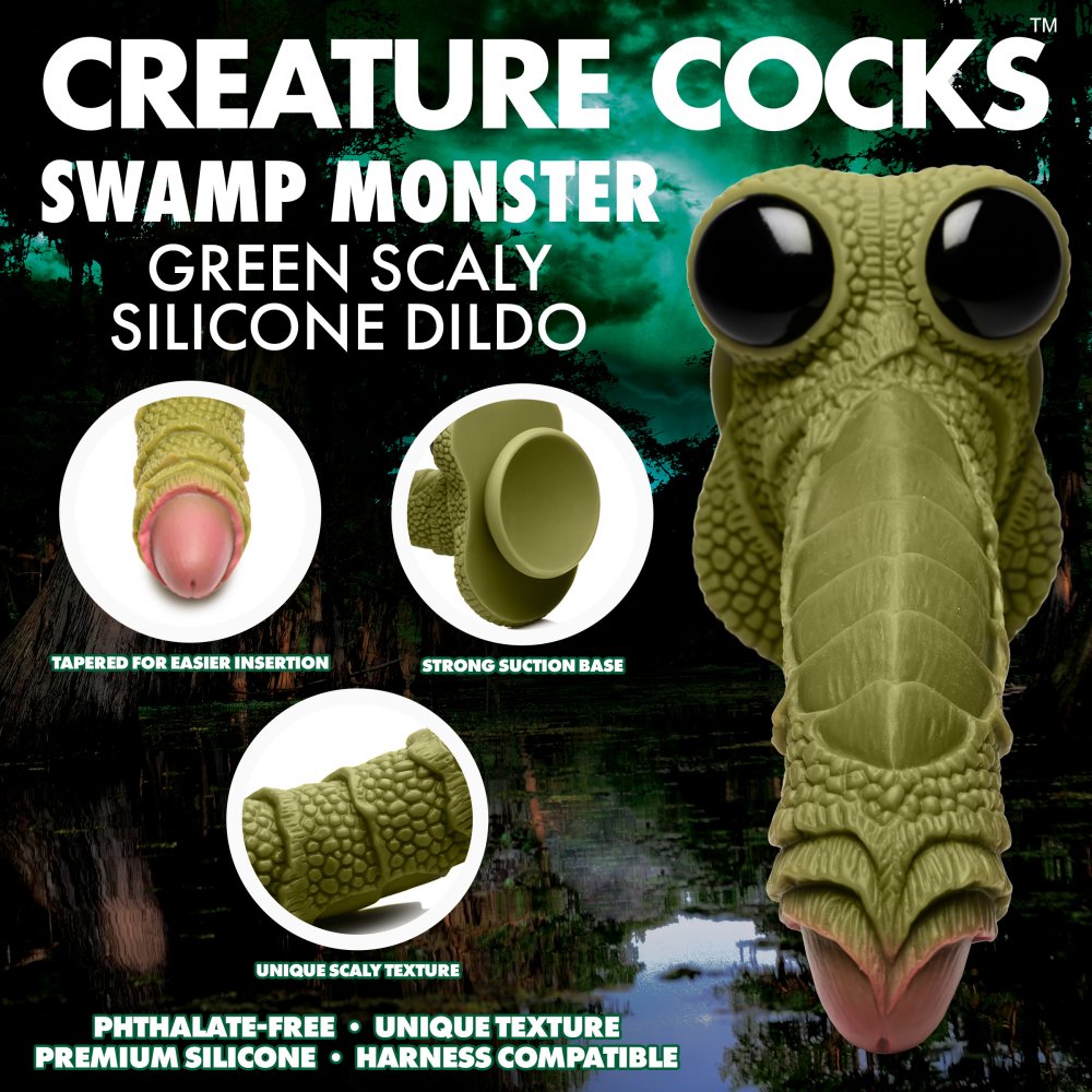 Swamp Monster Green Scaly Silicone Dildo - image 2