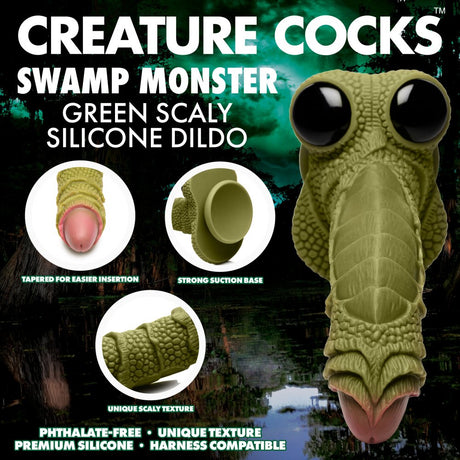 Swamp Monster Green Scaly Silicone Dildo - image 2