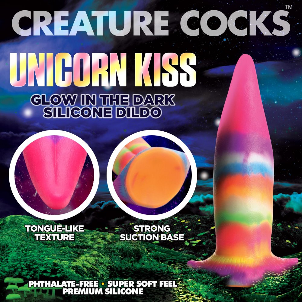 Unicorn Kiss Unicorn Tongue Glow-in-the-Dark Silicone Dildo - image 2