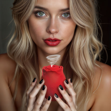 Bloomgasm Mystic Rose Sucking & Vibrating Silicone Rose — Red - INM-AH105