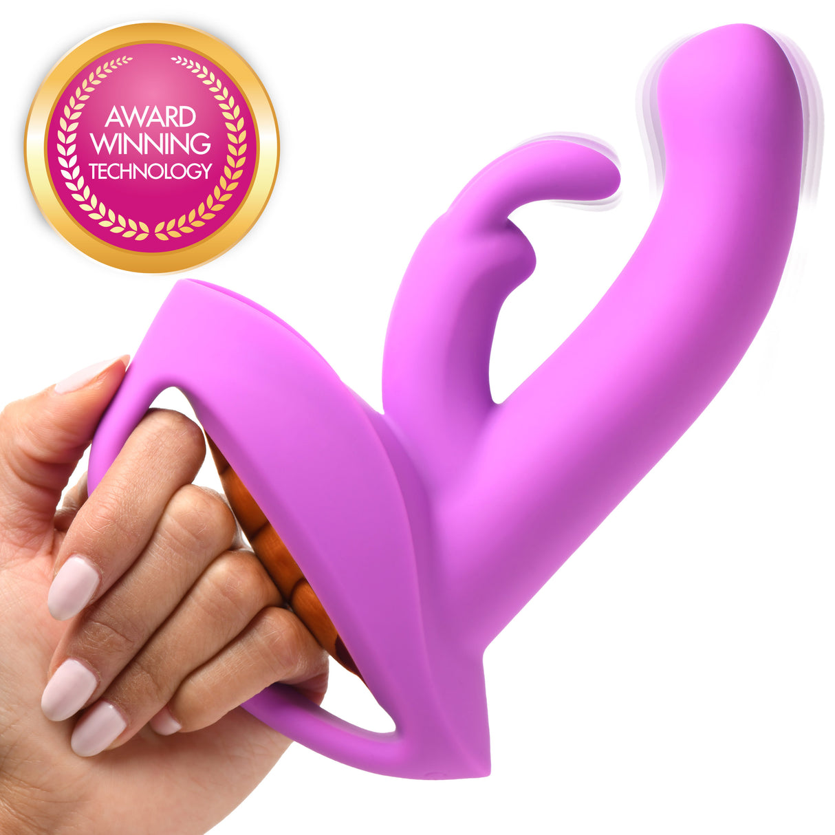 Inmi Come-Hither Silicone Rabbit Vibrator — Pink, 7.5 in - INM-AH106
