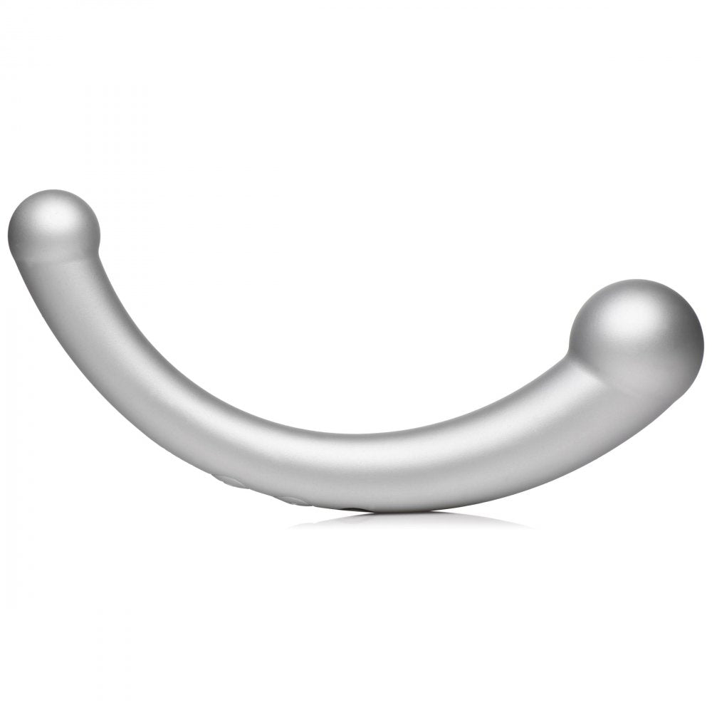 10X Vibra-Crescent Vibrating Silicone Dual-Ended Dildo - Silver - image 3