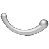 10X Vibra-Crescent Vibrating Silicone Dual-Ended Dildo - Silver - image 3